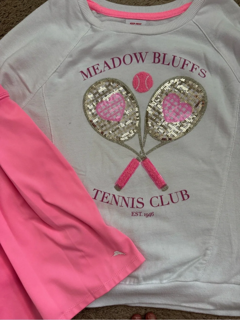 Tommy Bahama White Sweatshirt with Pink Trim